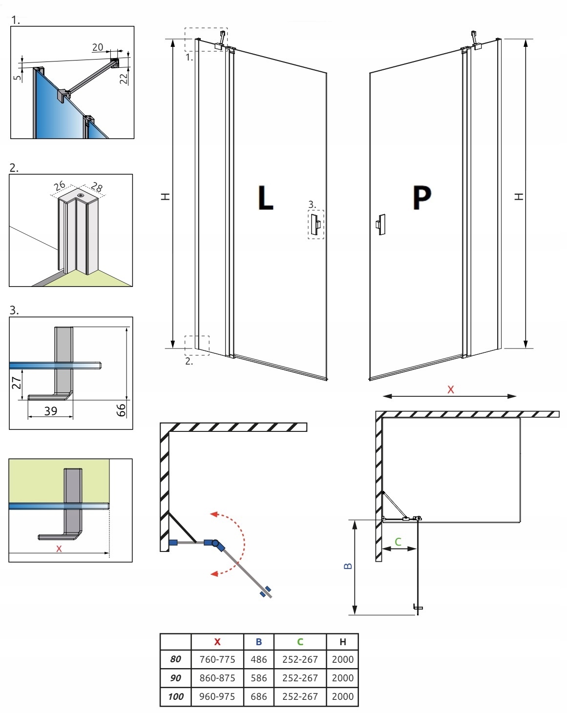 Kabina prysznicowa Nes 8 Black KDD II 100 RADAWAY Kod producenta 10085100-54-01L