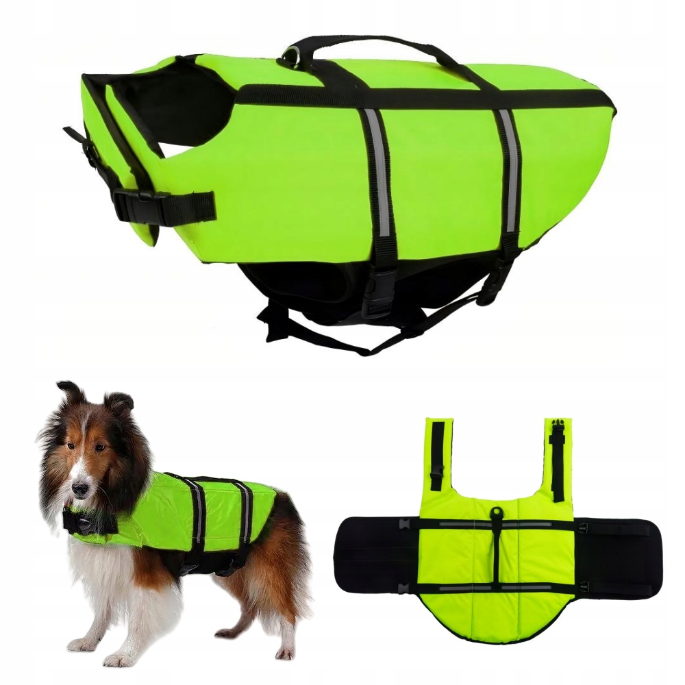 Záchranná Vesta Pro Psa Do Vody Kapok Na Plavání Odblask Zelená roz