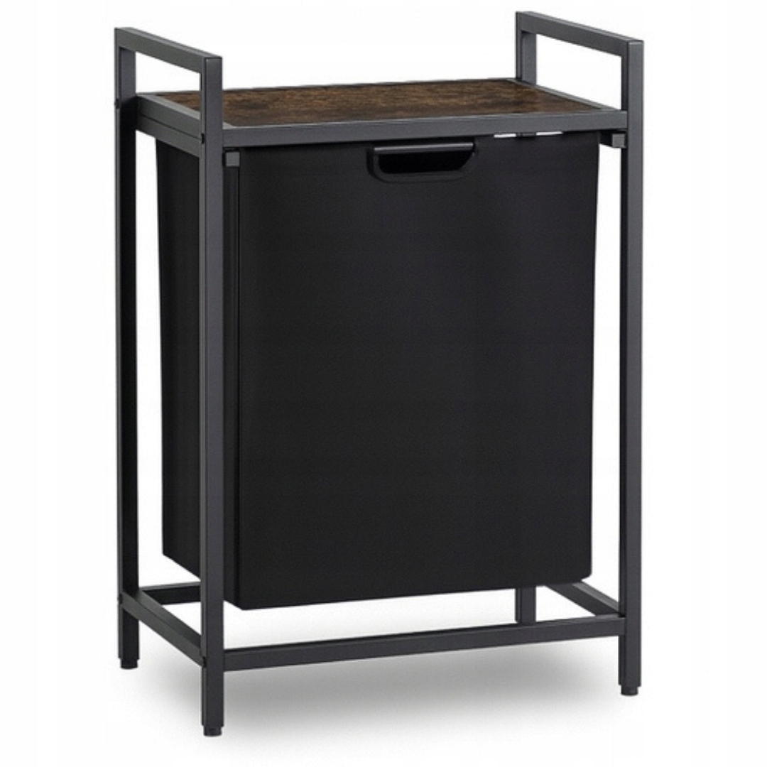 Úzký koš na prádlo černý Loft s poličkou velký 65 litrů Kai