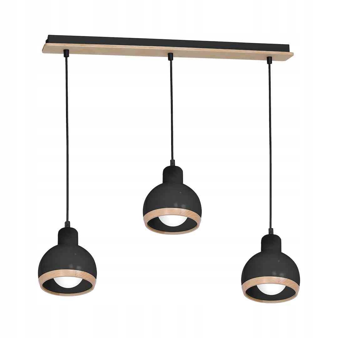 MiLAGRO Závesná lampa Oval Black 3Xe27 Stropný luster Osvetlenie