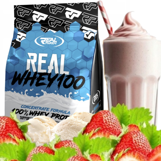 Wpc protein syrovátkový doplněk stravy Whey 100 Real Pharm 700 g Jahodová Zmrzlina