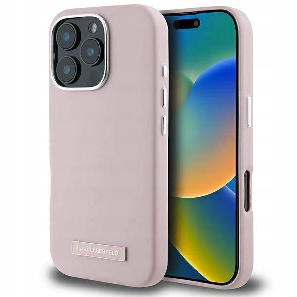 Pouzdro Karl Lagerfeld Fw Metal Plate pro Magsafe pro iPhone 16 Pro Max růžové