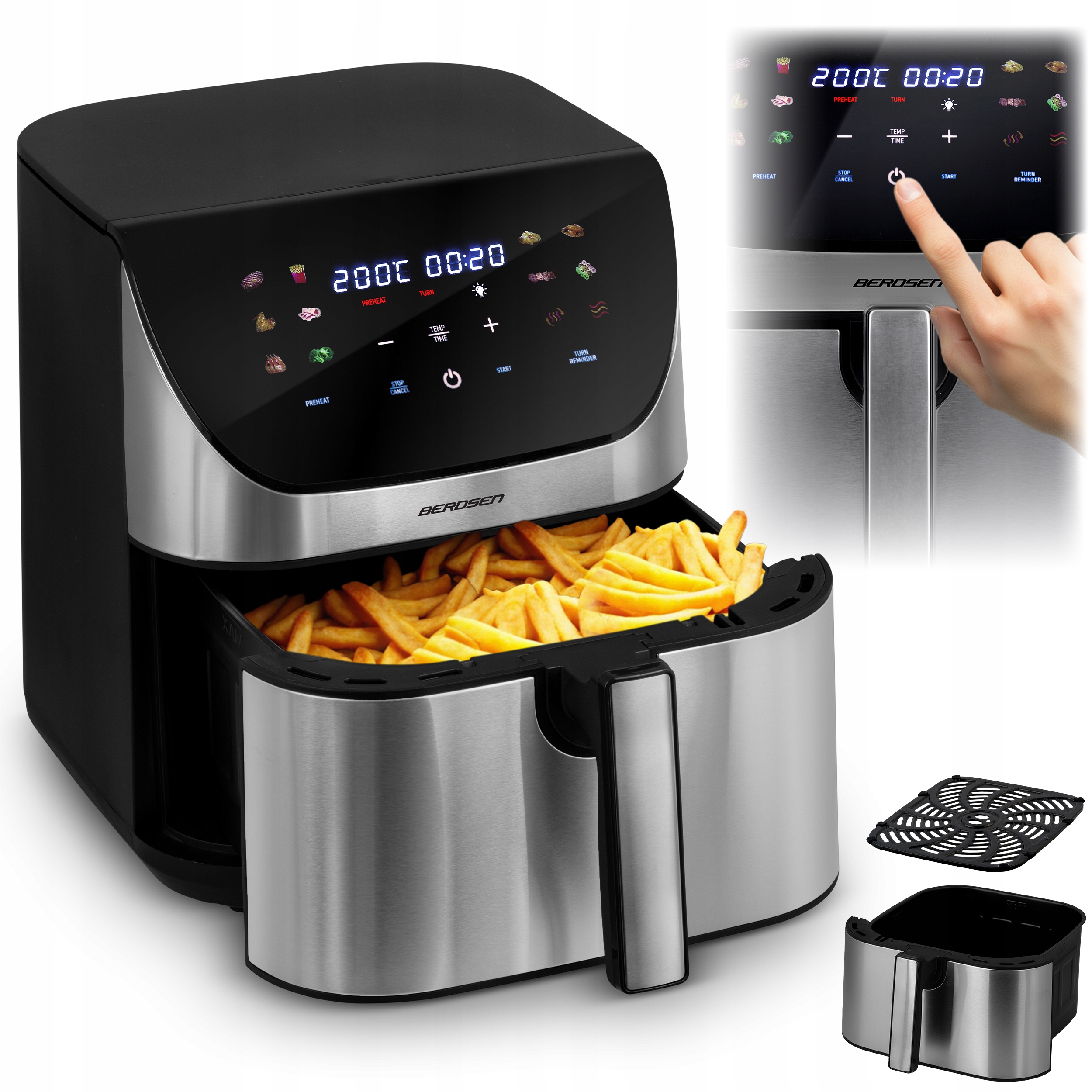 Frytkownica Beztłuszczowa XL Air Fryer Duża Frytownica 8L Berdsen 1700W