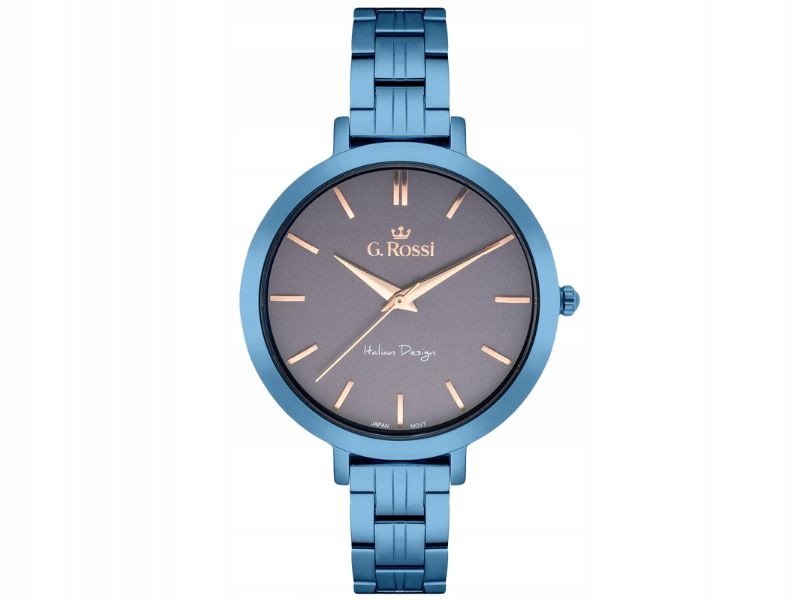 Modré dámské hodinky na náramku, kulatý ciferník, quartzový strojek