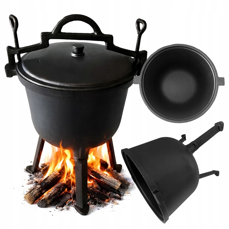 Litinový Kotlík Hrnec 7 L Maďarský Lovecký Oheň Pečeně Stojící