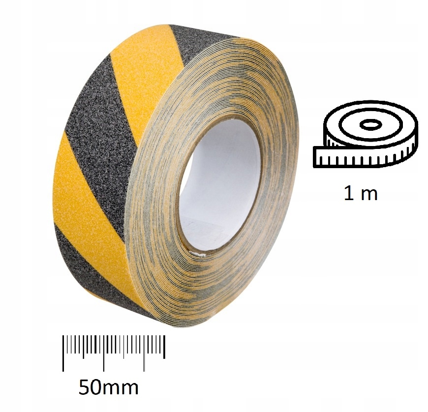

Taśma Antypoślizgowa Żółto Czarna 50 MM metry 1m