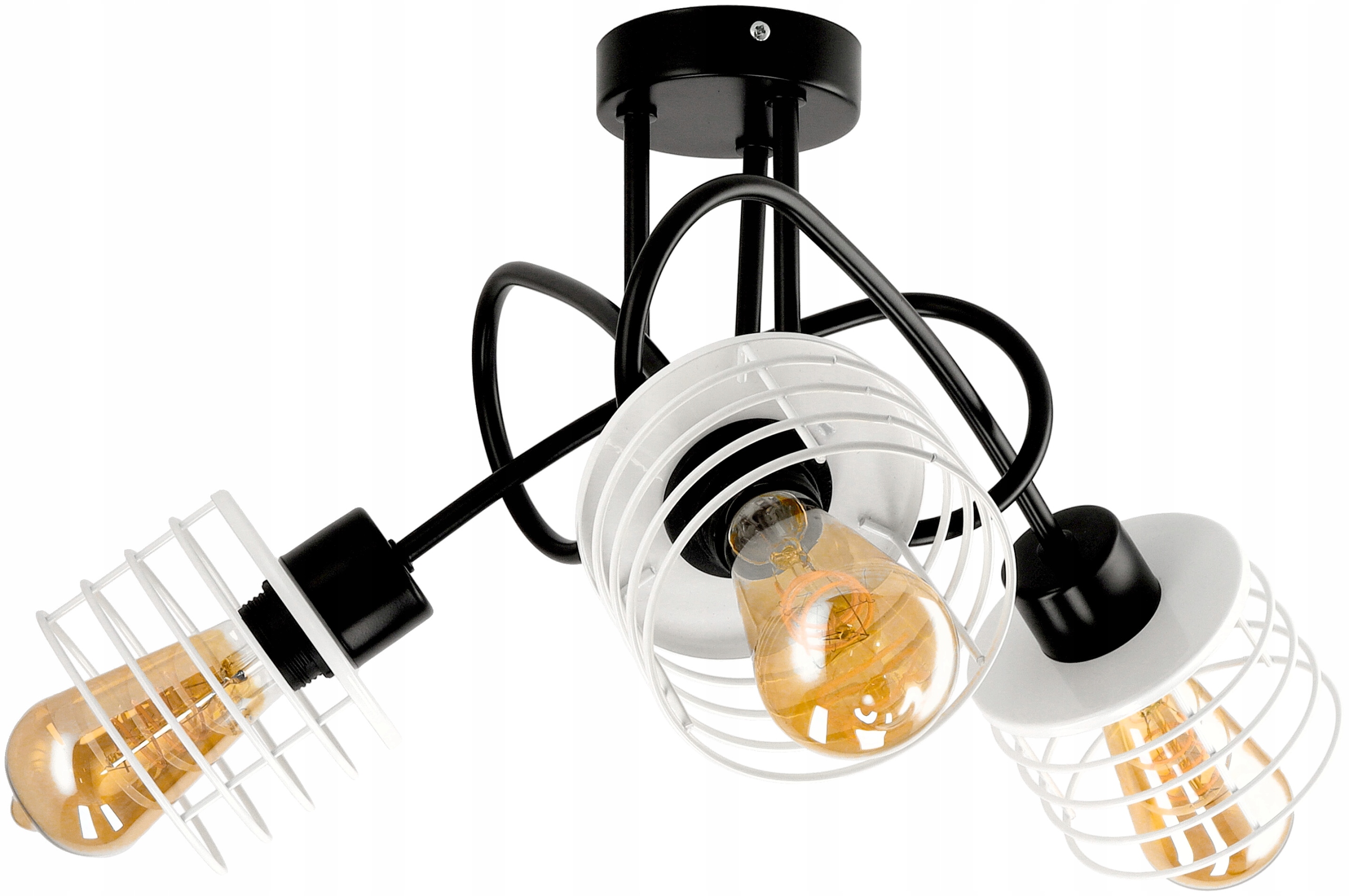 Stropní lustr Loft Kudrnatý 3XE27 Bílá pružina do obývacího pokoje Kuchyně