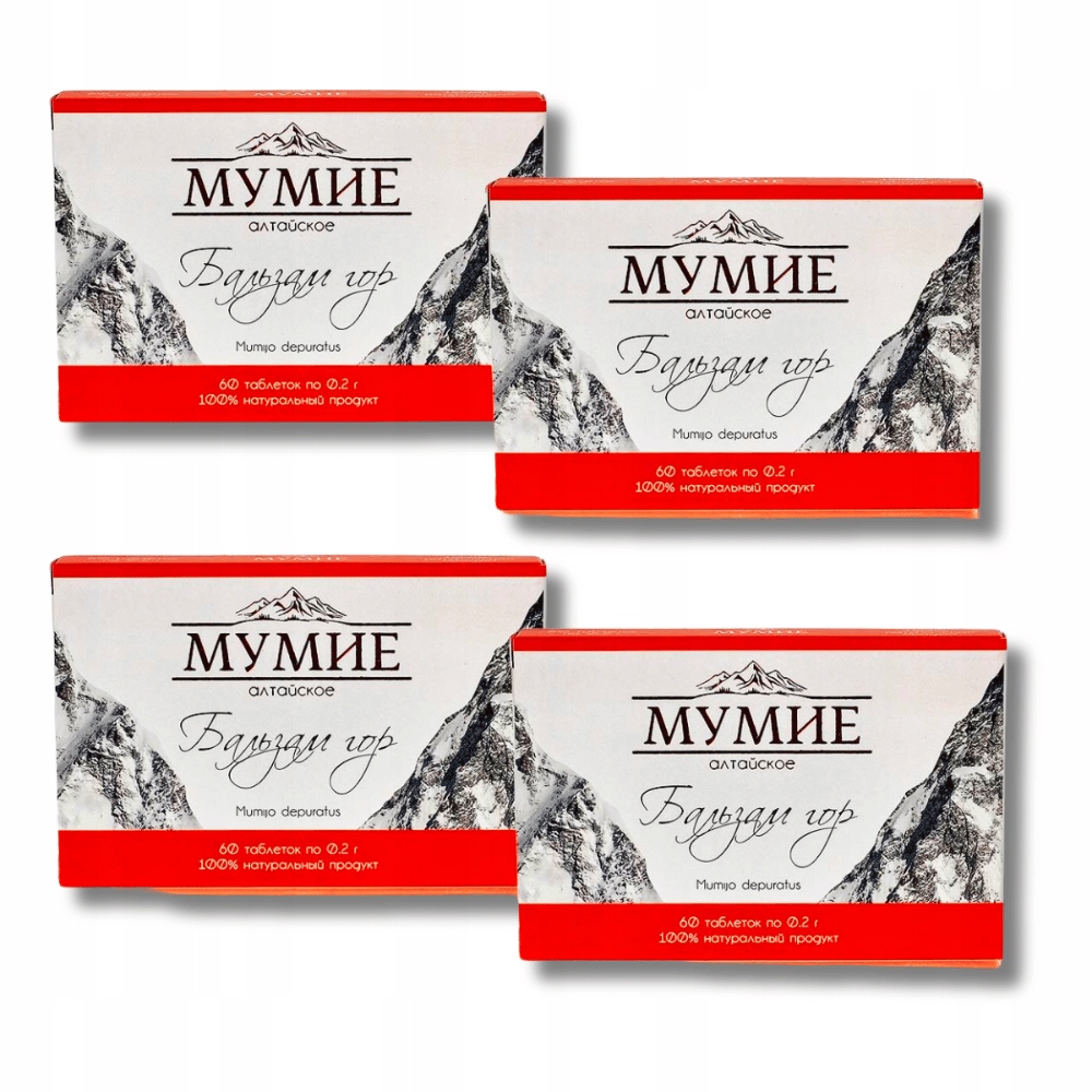 Zestaw 4 x Mumio Shilajit Ałtajskie Oczyszczone Balsam Gór 240 Tab.