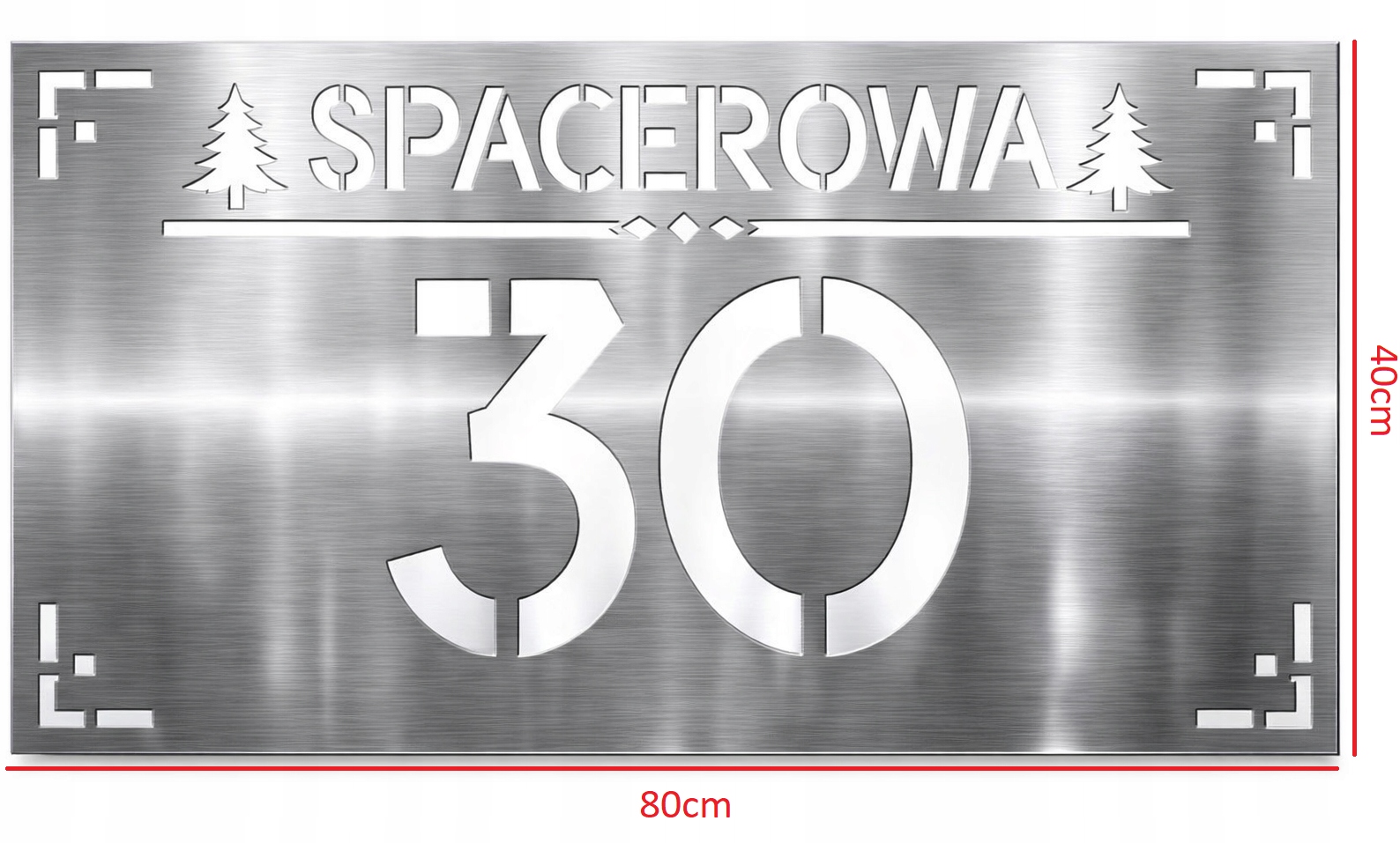 Tabuľka Adresová tabuľa nerezová oceľ 80x40 cm číslo domu ulica Cnc