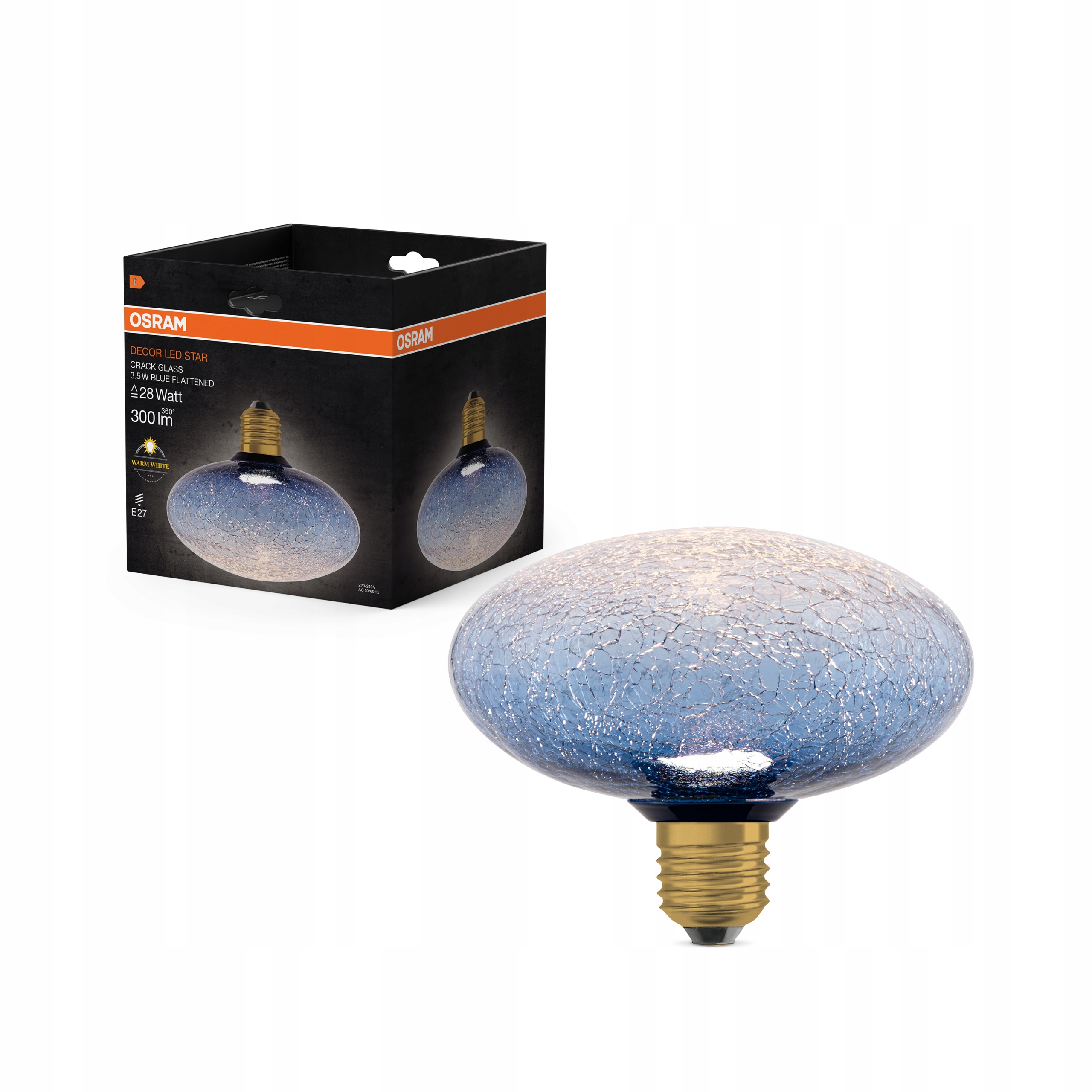 Led žárovka E27 Mrazivá 3.5W 300lm 2700K Dekorativní plochá modrá Osram