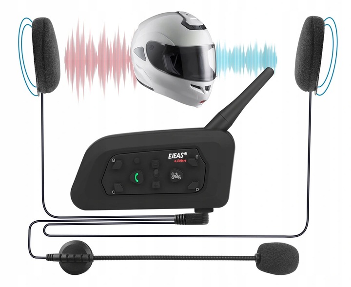 2X EJEAS V6 PRO+ INTERKOM MOTOCYKLOWY BLUETOOTH 5.1 SŁUCHAWKI 2024NOWY Limit sparowania do 5 interkomów