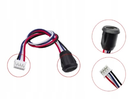 Gniazdo USB C panelowe tablicowe czarne PH2.0 4pin