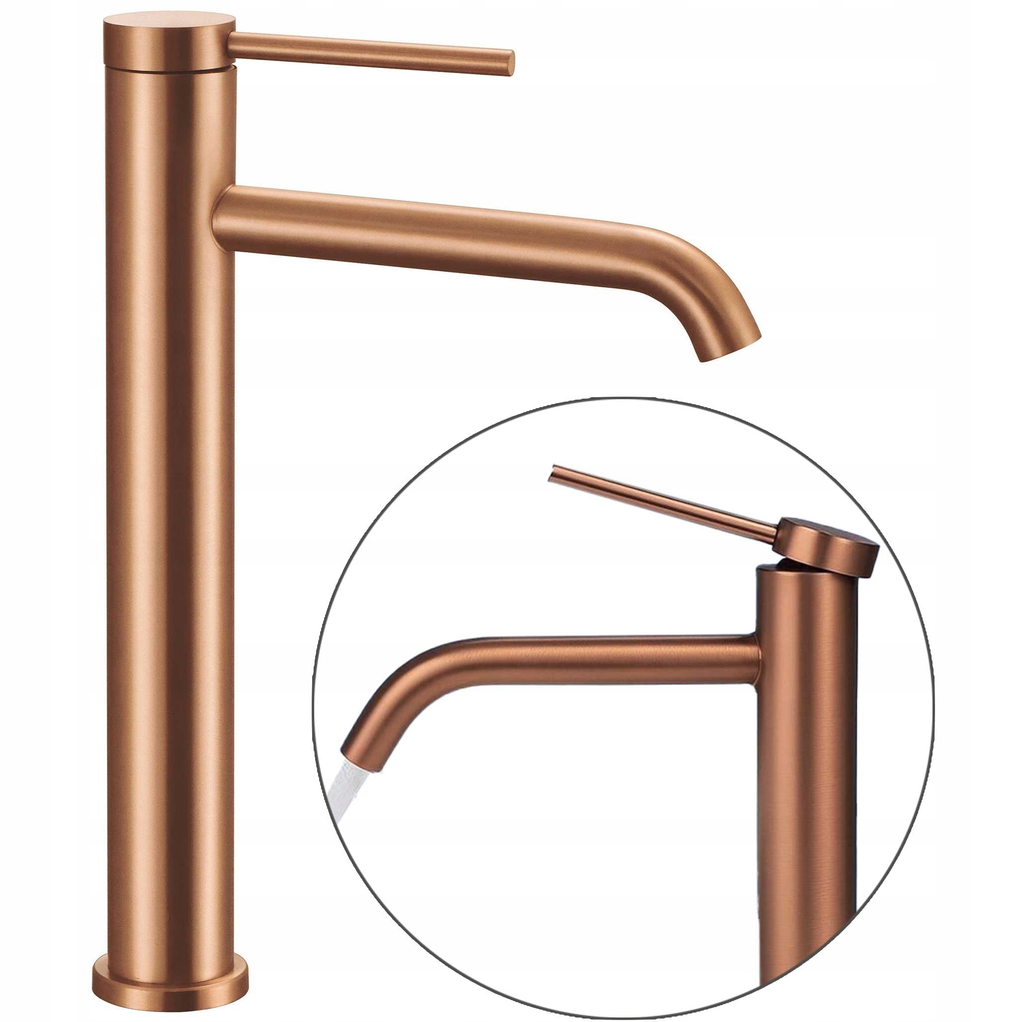 Stojanková umývadlová batéria Medená Rea Clif Kartáčovaná Vysoká Doska