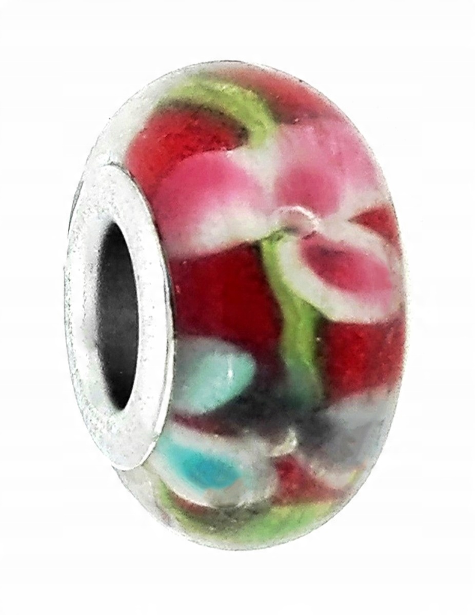 

Zawieszka beads - czerwona w kwiaty