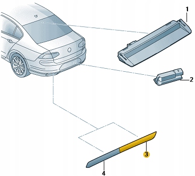 ODBLASK ZDERZAKA TYŁ PRAWY VW PASSAT B8 OE Kolor czerwony
