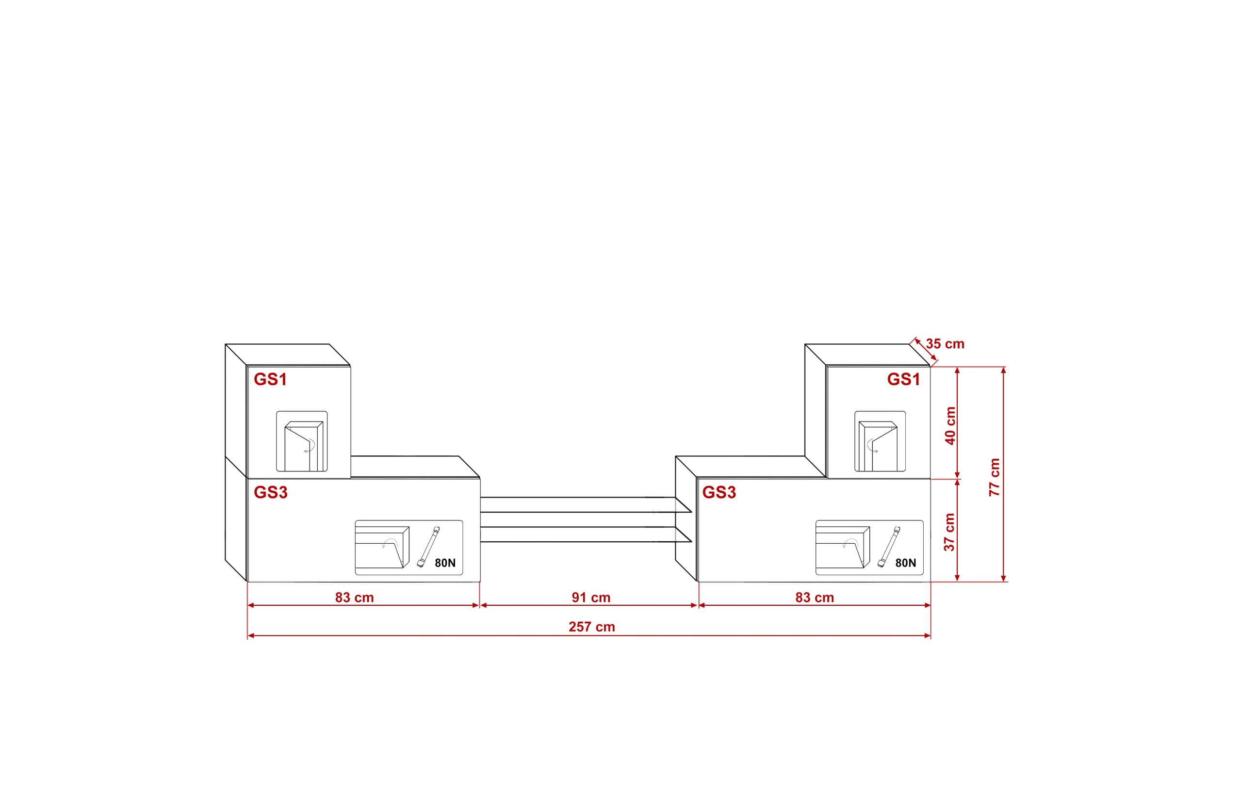 Meblościanka Nowoczesna Salon Meble Biała N96 1C Kod producenta AN96-21B-HG1-1C