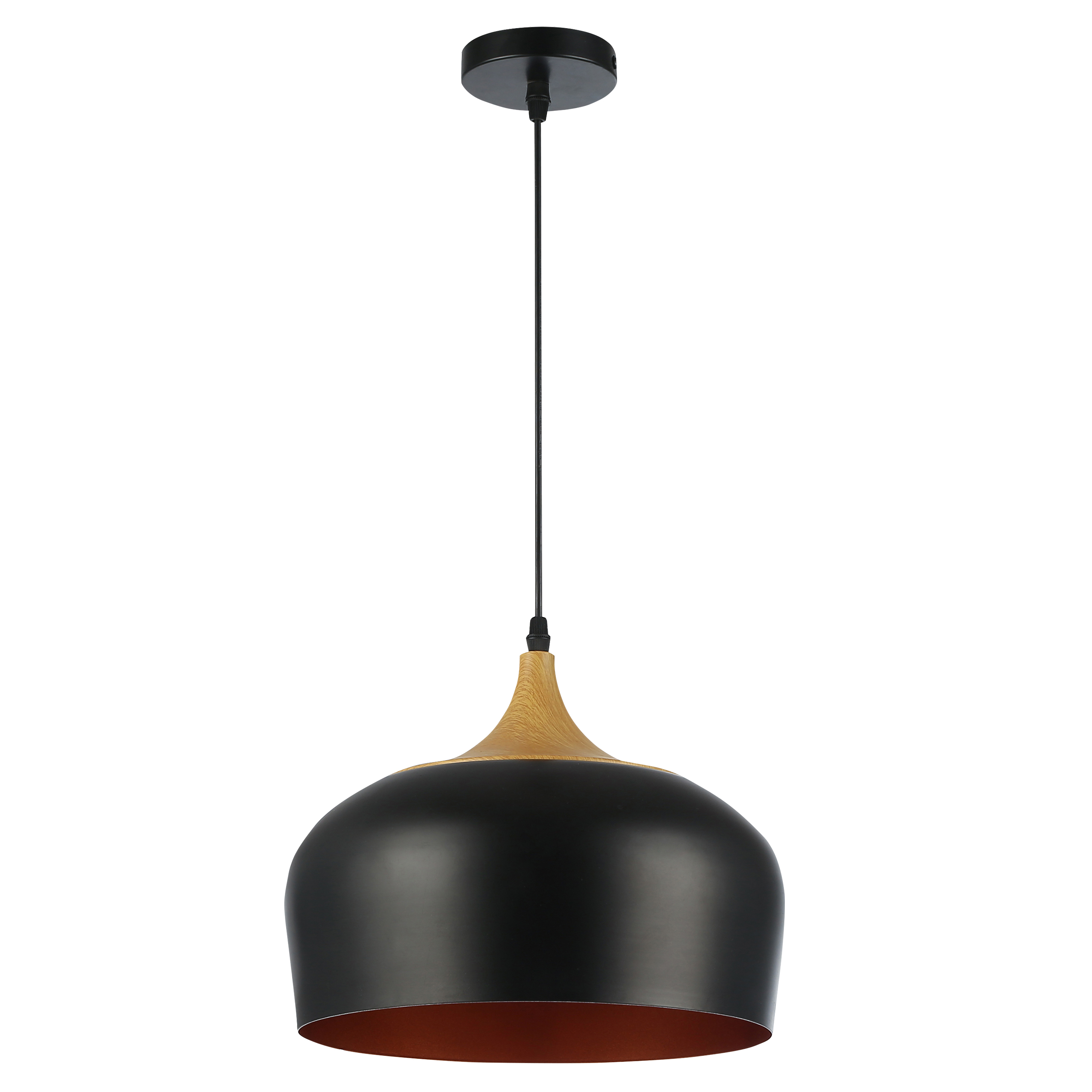 Lampa Wisząca Sufitowa E27 Żyrandol Loft Nowoczesna Czarna+złota drewno