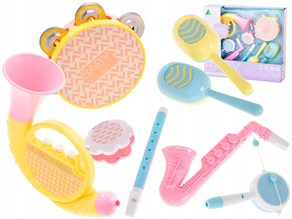 INSTRUMENTY DLA DZIECI DUŻY ZESTAW MUZYCZNY 8 elem