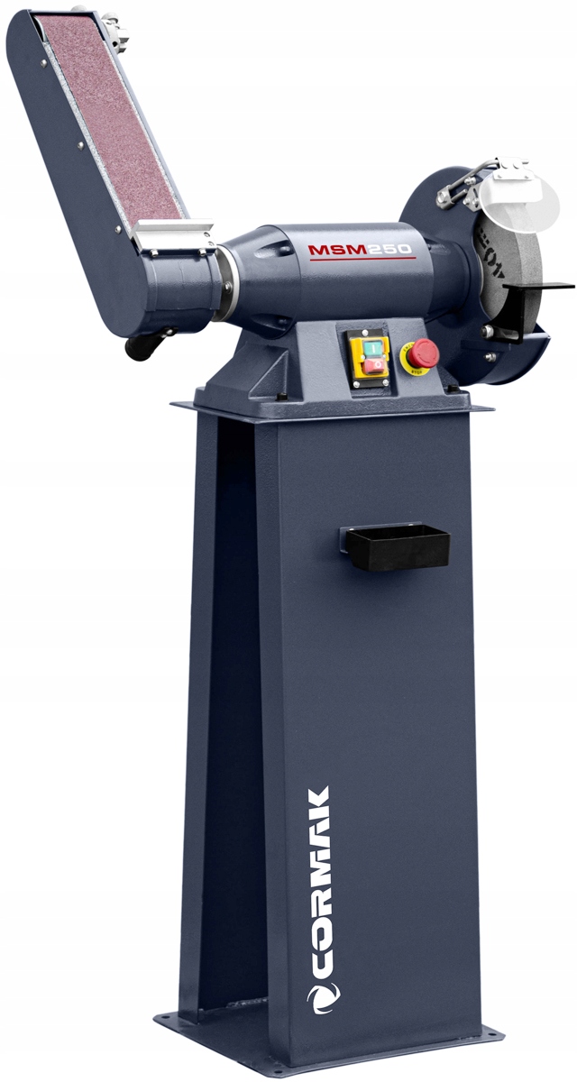 PRZEMYSŁOWA STOŁOWA SZLIFIERKA TAŚMOWA TARCZOWA Z PODSTAWĄ MSM250 Marka Cormak