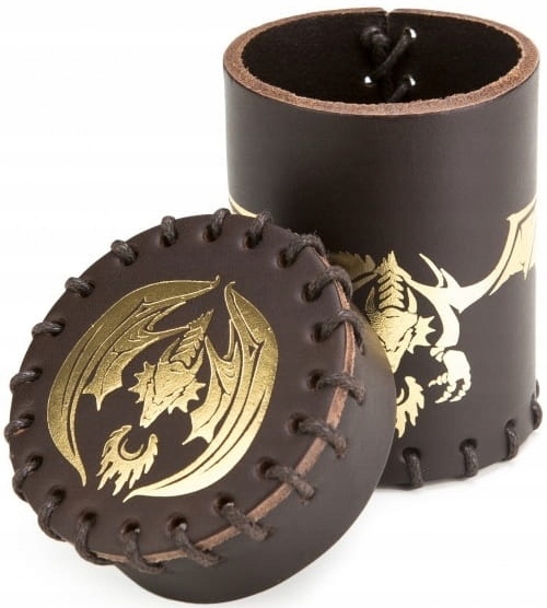 Kubek skórzany Lecący Smok Brązowo-złoty-Zdjęcie-0