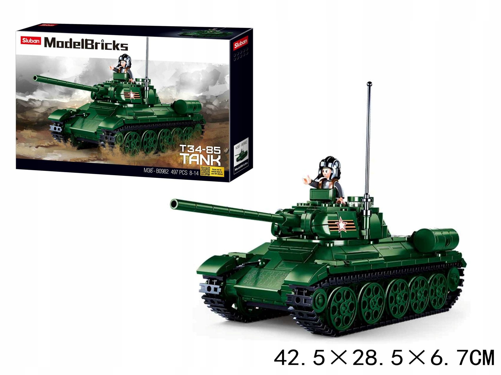 KLOCKI SLUBAN Czołg Rudy T34-85 wojsko armia 497 el