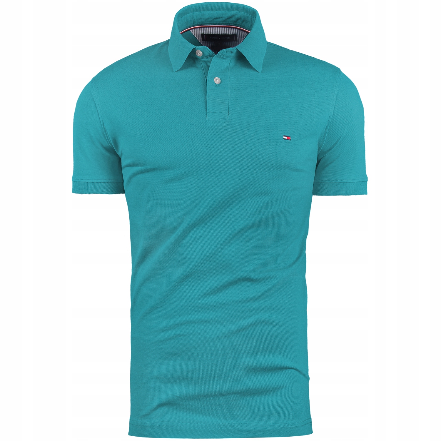 Tommy Hilfiger pánská polokošile MW0MW17770 tyrkysová velikost L