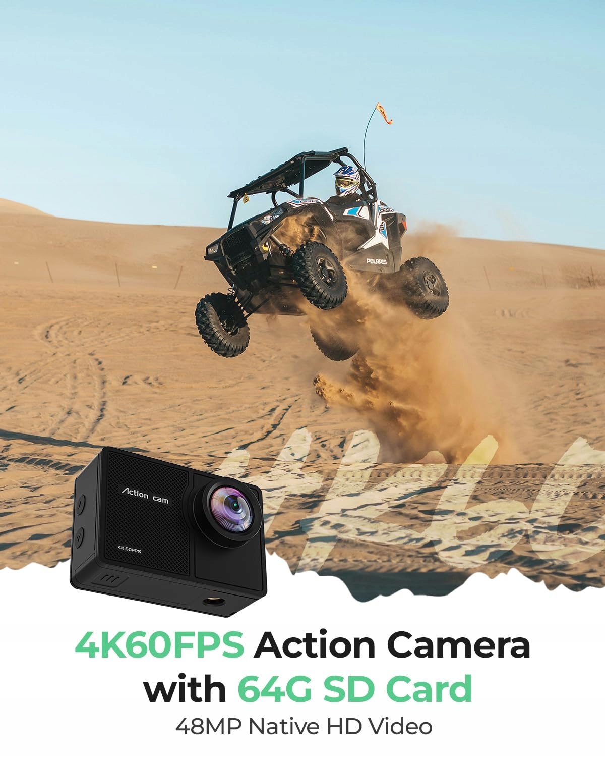 YOLANSIN Kamera Sportowa 4K 60fps Wodoodporna 40m WiFi 170° 48MP Zestaw — miniatura 3