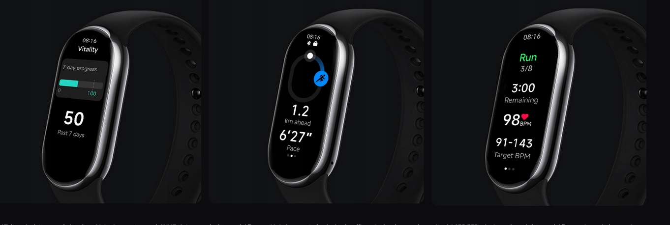Smartband Xiaomi Mi Band 8 WODOSZCZELNY 5 ATM ŁĄCZNOŚC ANDROID iOS Transmisja danych brak