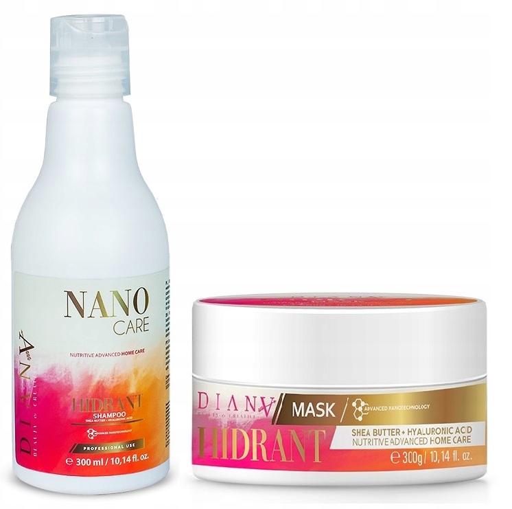 Diana Beauty Nano Care Profesjonalny Zestaw: Szampon 300ml Maska 300g.