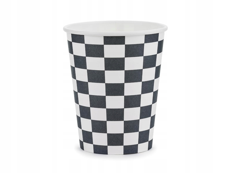 Kubeczki Auta Samochody Wyścigowe Formuła Szachownica, 220 ml, 6 szt.