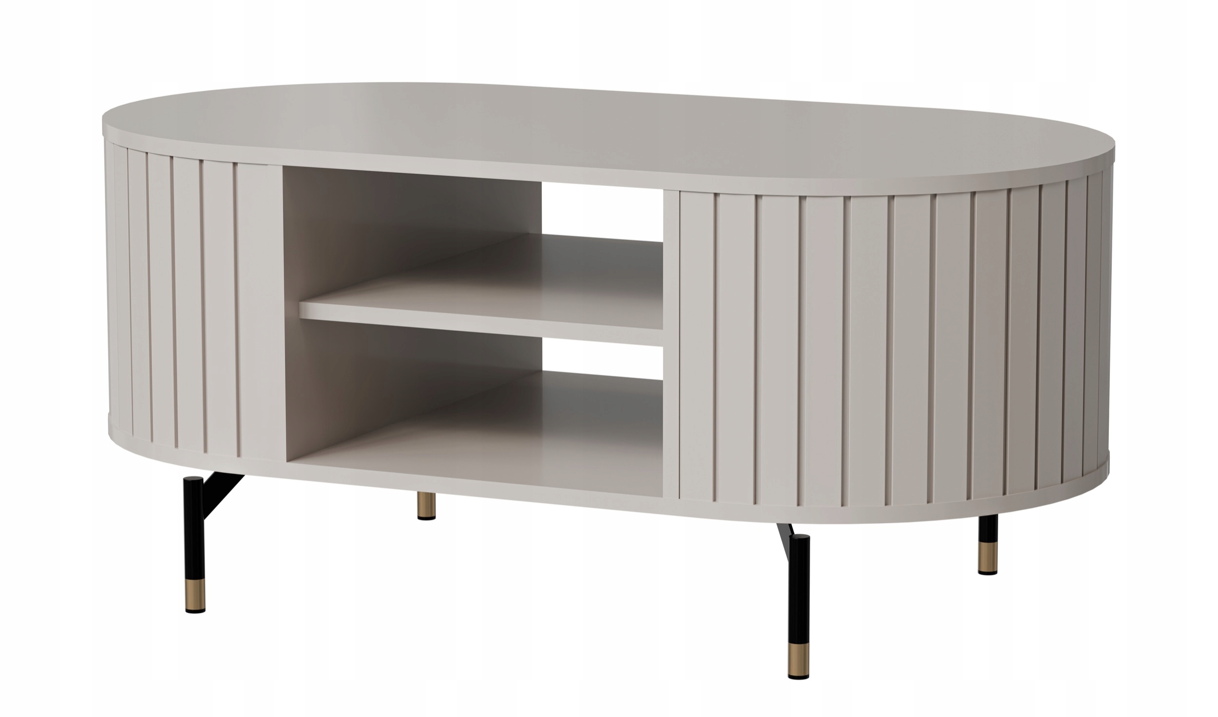 Kávový stolek Zante s lamelami a policí 104 x 56 cm, šedý, béžový