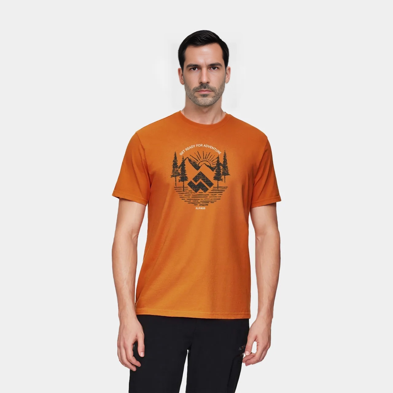 Koszulka męska Alpinus Kitreli pomarańczowa print, bawełna, outdoor XL