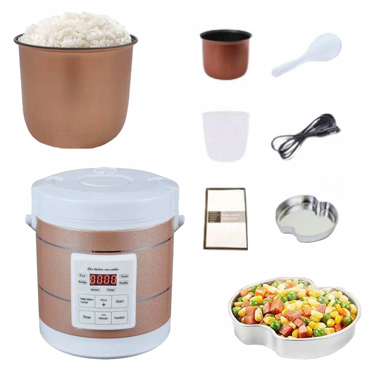 Multicooker samochodowy Ryżowar turystyczny 1,6l 12V 24V Tir Bus Kamper