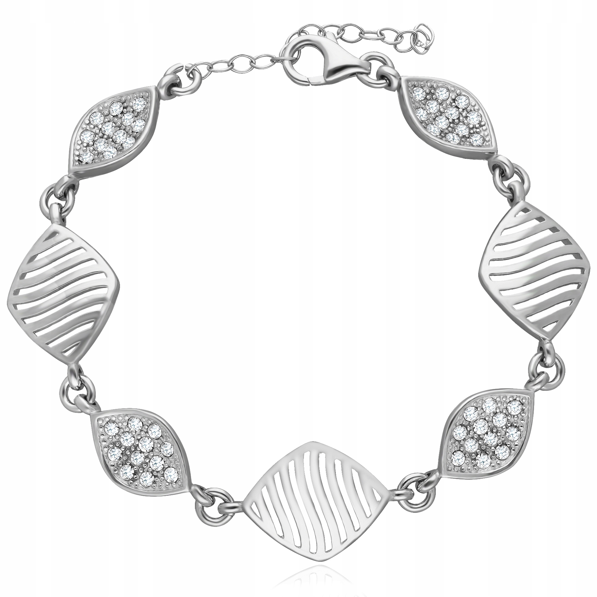 Dámský Stříbrný Náramek S Rhodiem A Zirkony Na Ruce