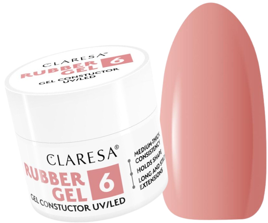 CLARESA RUBBER GEL ŻEL DO KONTRUKCJI PRZEDŁUŻANIA PAZNOKCI Z TIKSOTROPIĄ 06