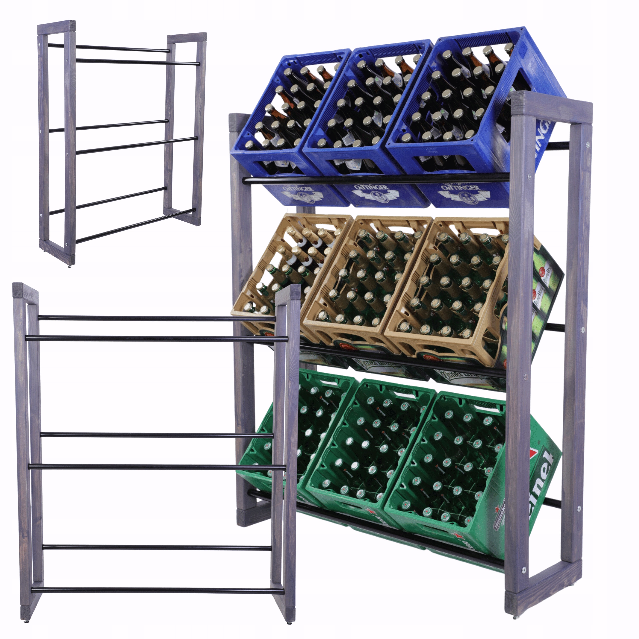 Regál na nápoje a pivo stojan 136 x 112 cm Kovové Eko Tyče