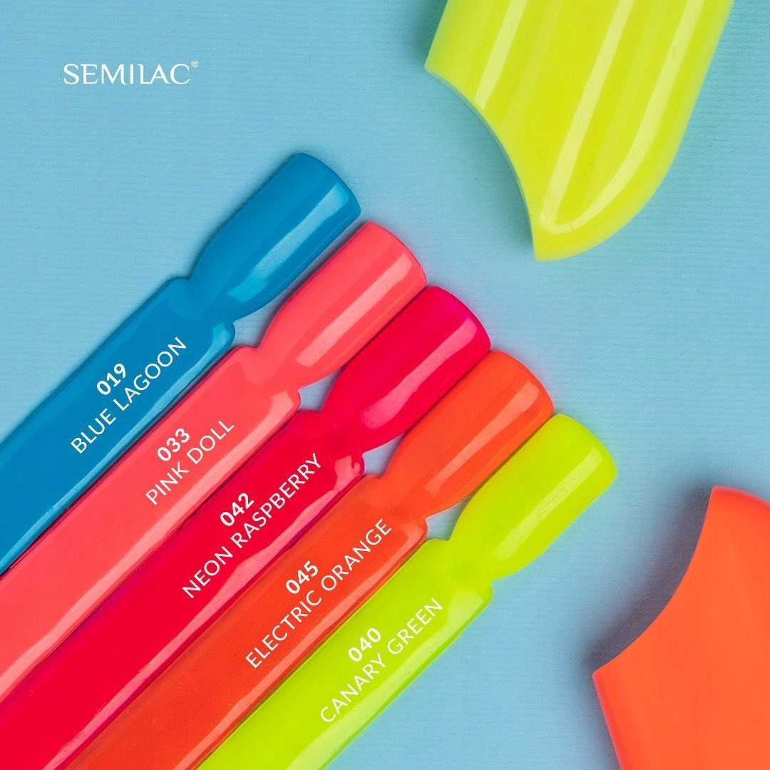 SEMILAC 033 Pink Doll UV LED Lakier Hybrydowy 7ml Kolor Odcienie czerwieni i różu