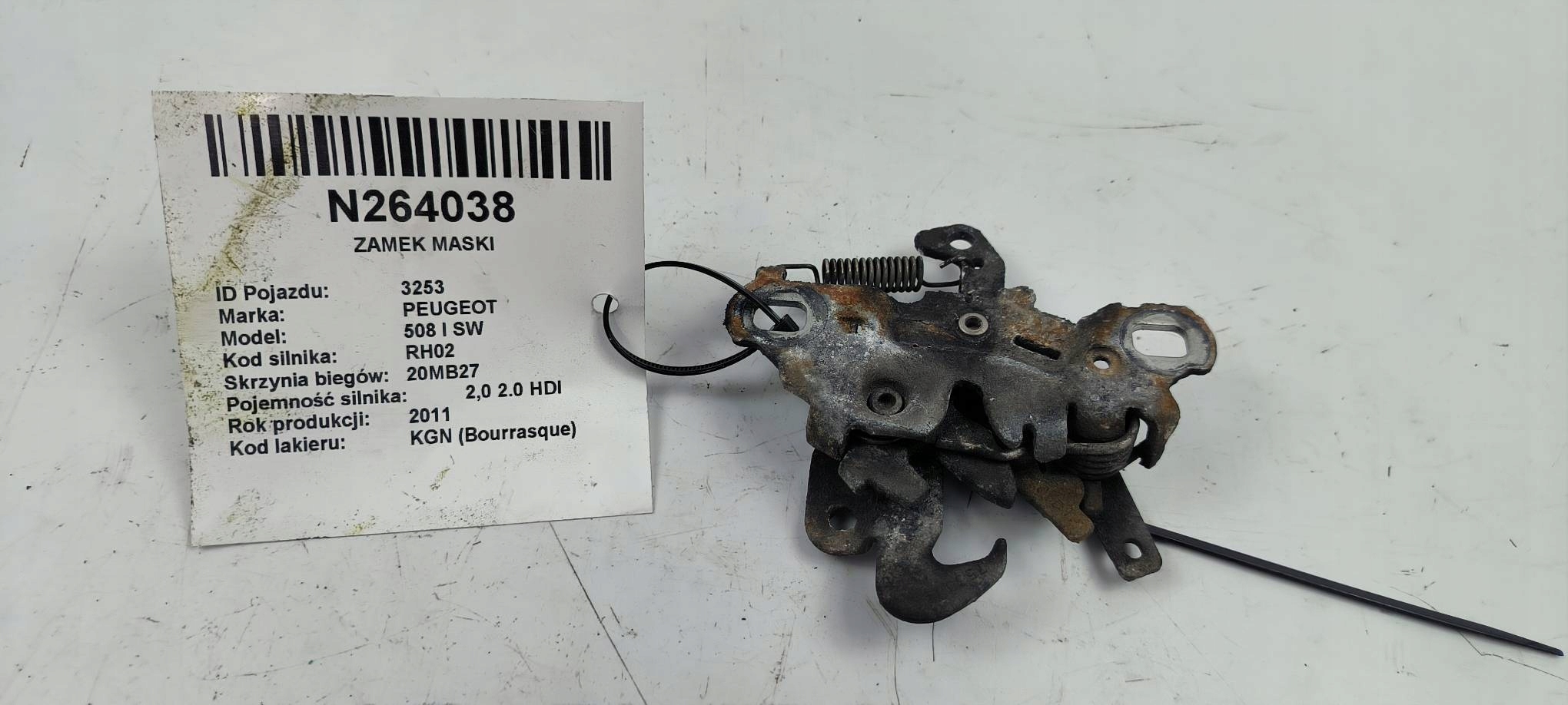 bonnet latch lock PEUGEOT 508 and SW