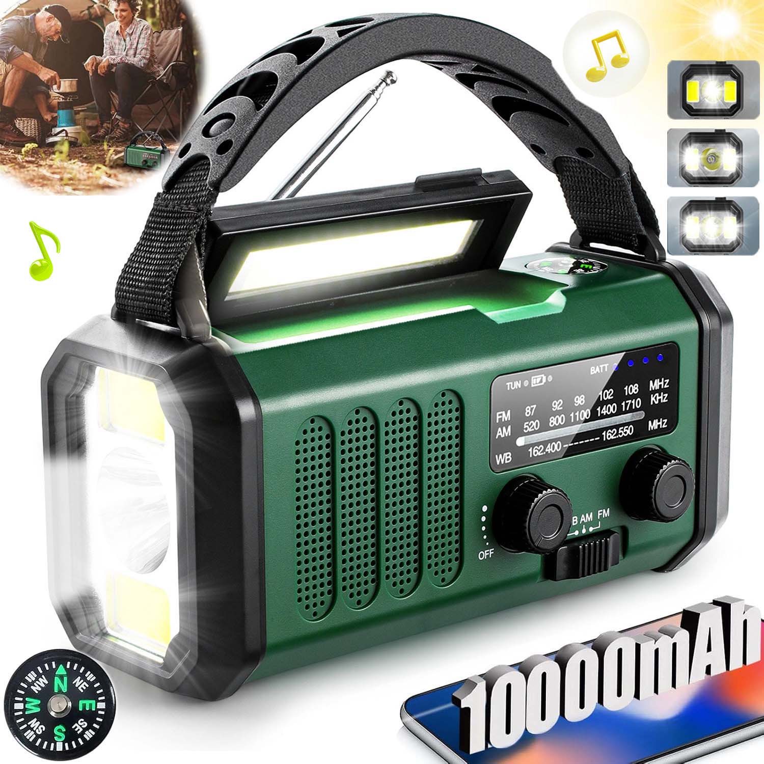 Rádio Na Kliku Přenosné Solární Dynamo Nouzové Svítilna Powerbanka S Usb