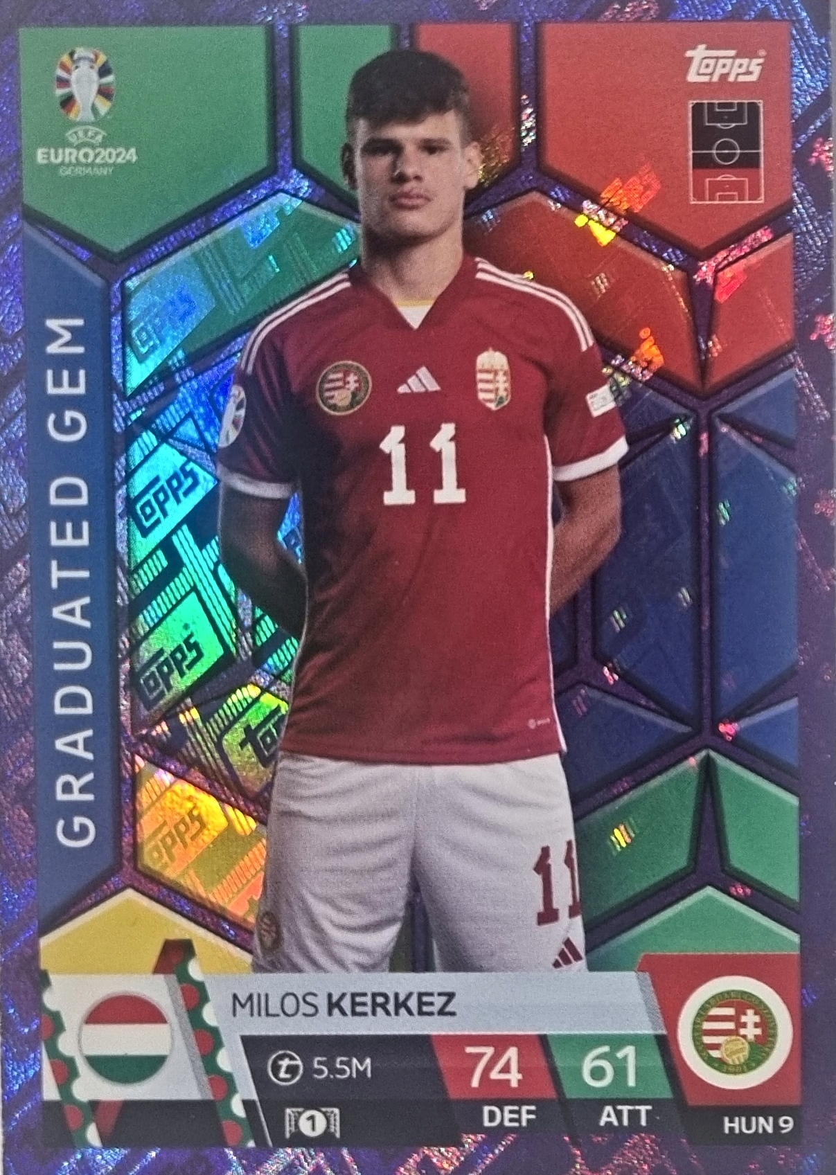 Topps Match Attax Euro 2024 Purple Graduated Gem Kerkez Hun 9 Węgry
