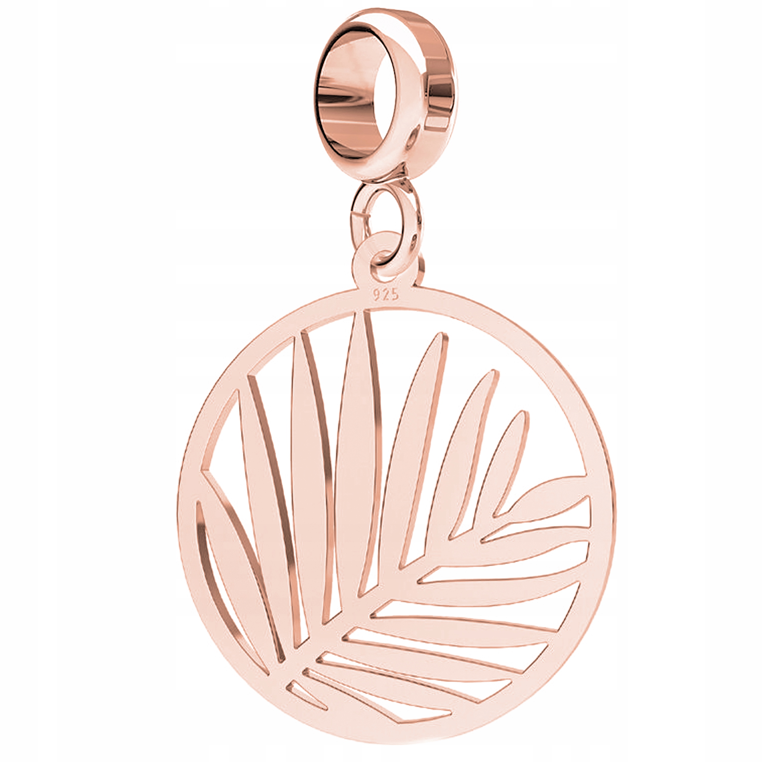 Charms Pozlacené listy palmy s palmovými listy Kulatý palma Stříbro 925