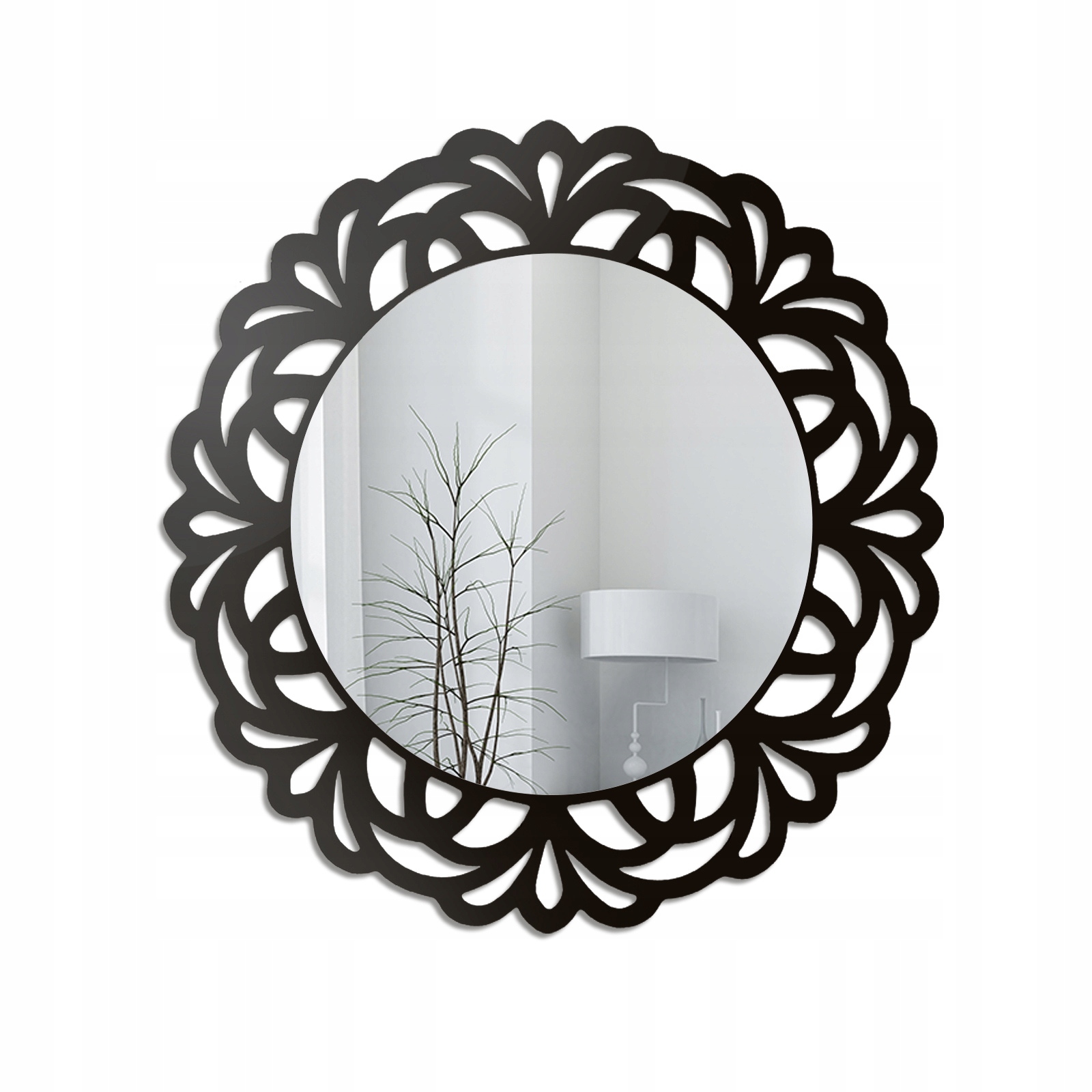 Zrcadlo v ažurovém černém rámu mdf Idalia 90x90