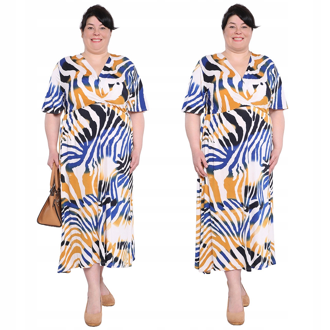 Tmavě žlutá šaty se vzorem zebra 58/60