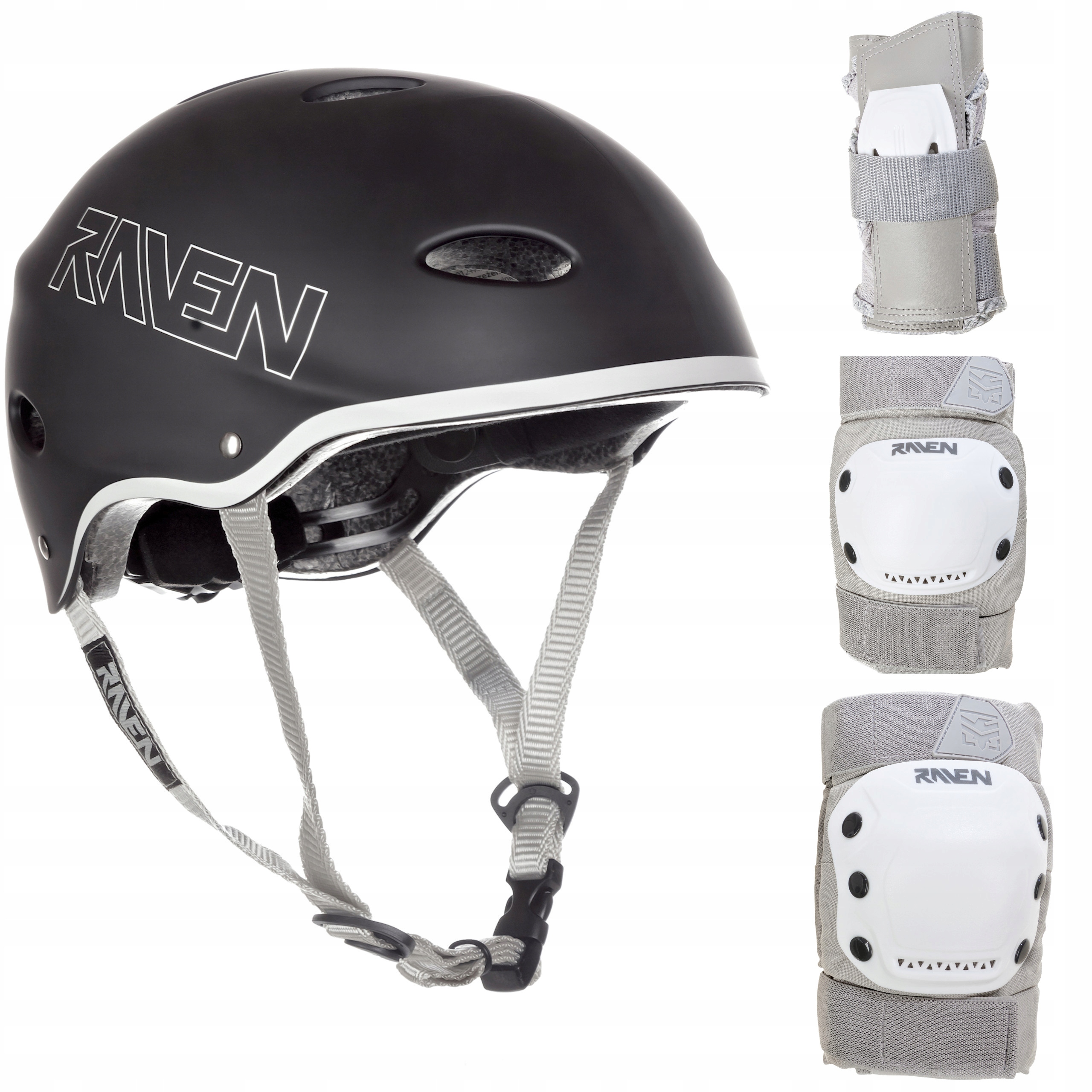 Zestaw RAVEN Kask F511 Black M+ Ochraniacze M