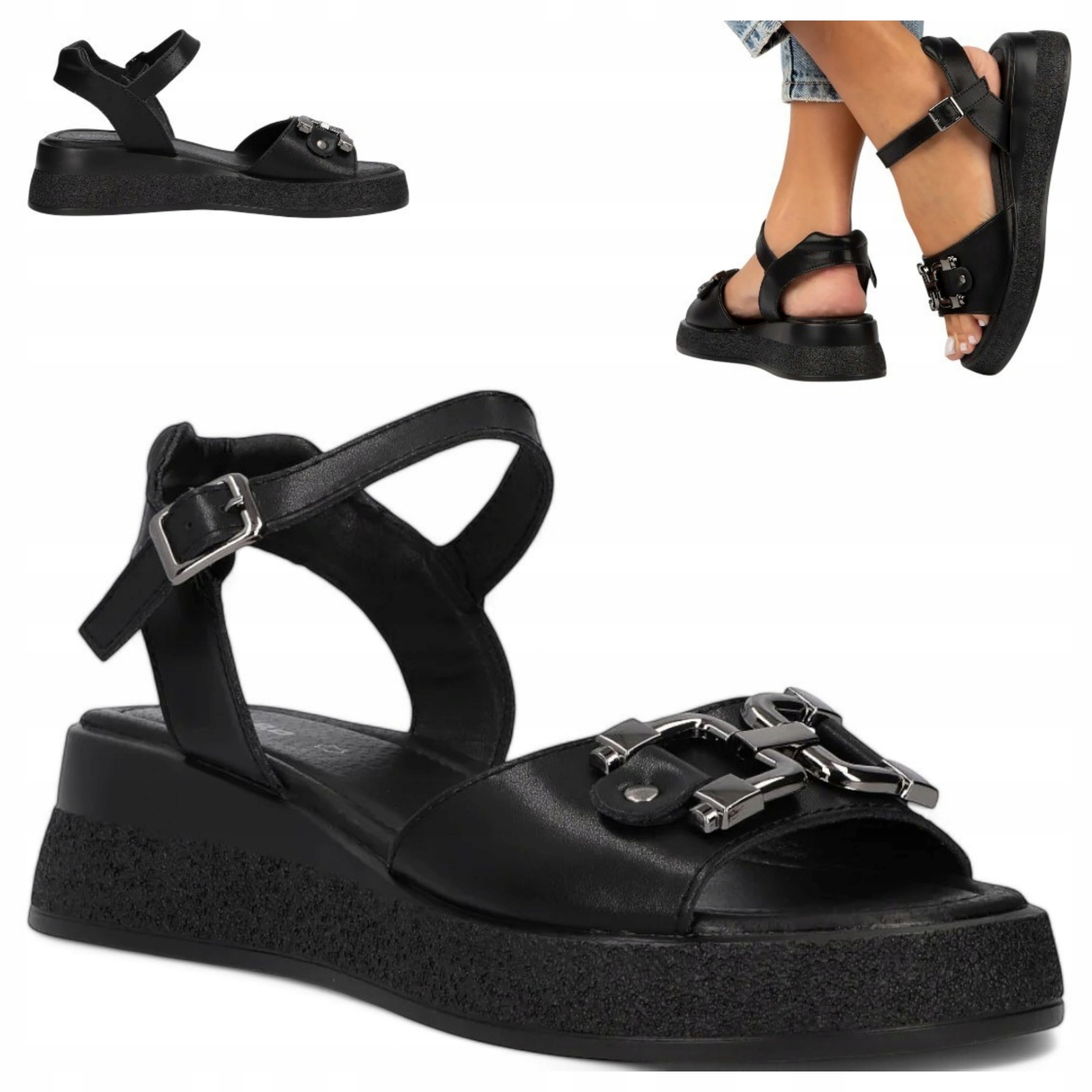 Filippo Dámské sandály 40 z kůže Platforma Módní sportovní lehké černé