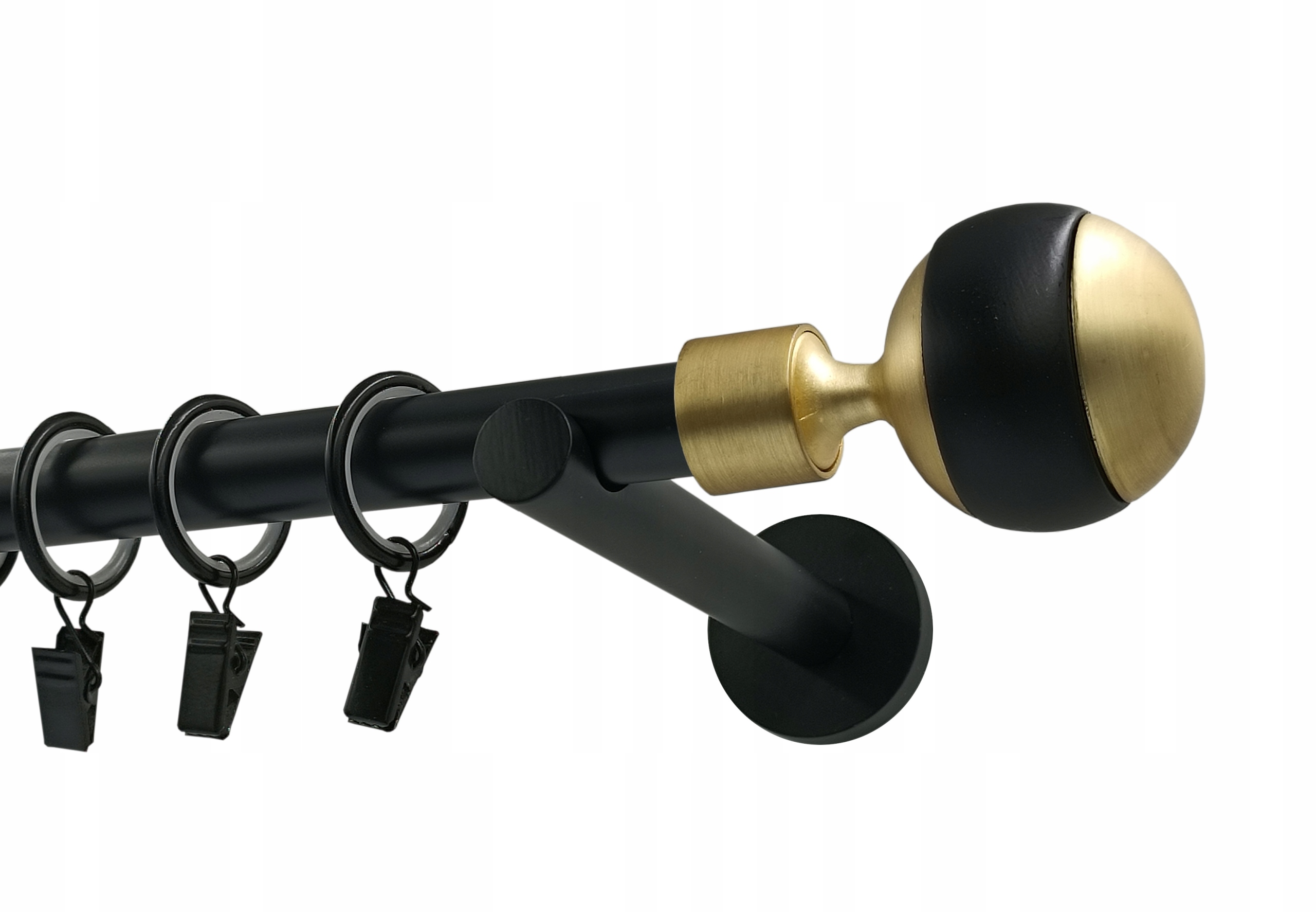 Jednoduchá garnýž Kovový 19 mm Kula Black&gold 280 cm