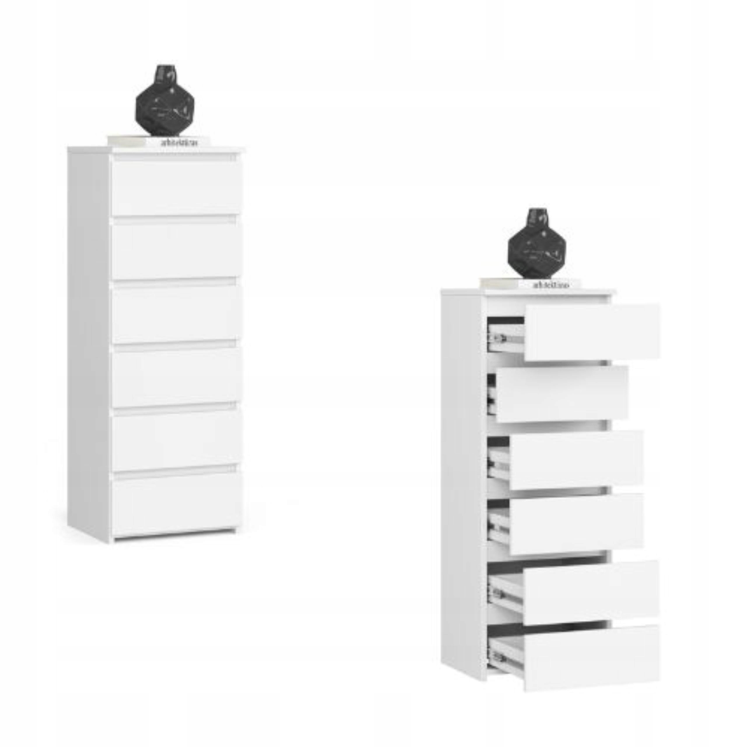 Komoda, skrinka 40 cm CL6 6 zásuviek, biela Akd