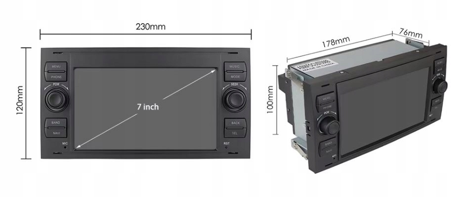 RADIO SAMOCHODOWE FORD MONDEO MK4 FOCUS MK2 MK3 GALAXY S-MAX GPS ANDROID Złącza AUX minijack RCA Pre-out (przedwzmacniacz) RCA Sub-out (subwoofer) USB