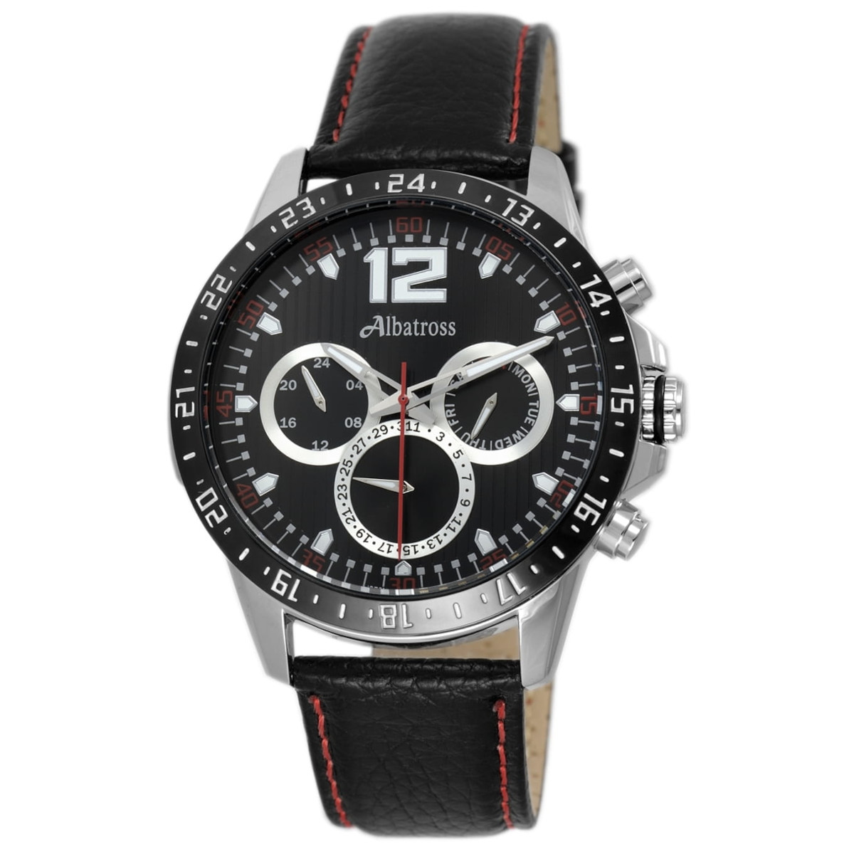 Stříbrné pánské hodinky s černým řemínkem Albatross ABCC07-1