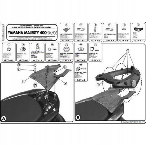 Kappa Rám Centrálneho Kufra Yamaha Majesty 400 (04-14) S Doskou Monoloc